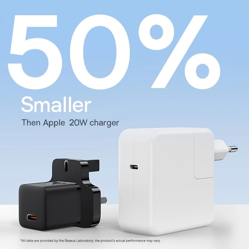 Baseus Charger Wall - 20W USB-C UK MINI GaN5 Black — Buy in Cyprus with Fast Delivery