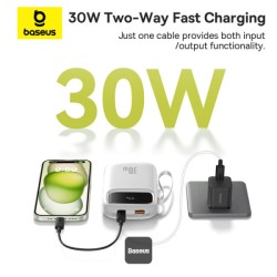 Baseus Powerbank - QPow 2 - 30W 20000mAh Display White — Buy in Cyprus with Fast Delivery