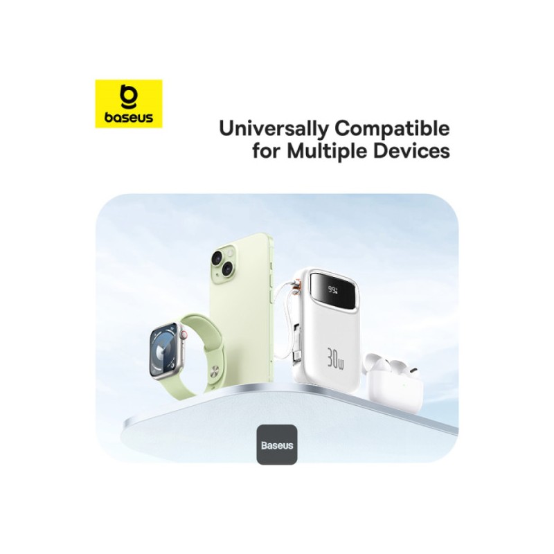 Baseus Powerbank - QPow 2 - 30W 20000mAh Display White — Buy in Cyprus with Fast Delivery