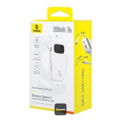 Baseus Powerbank - QPow 2 - 30W 20000mAh Display White — Buy in Cyprus with Fast Delivery