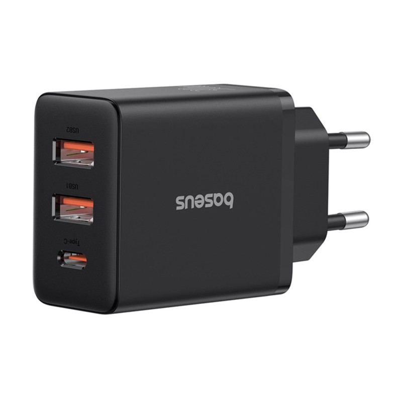 Baseus Charger Wall 30W 2xUSB-A 1xUSB-C Cube EU Black - Characteristics — Buy in Cyprus with Fast Delivery