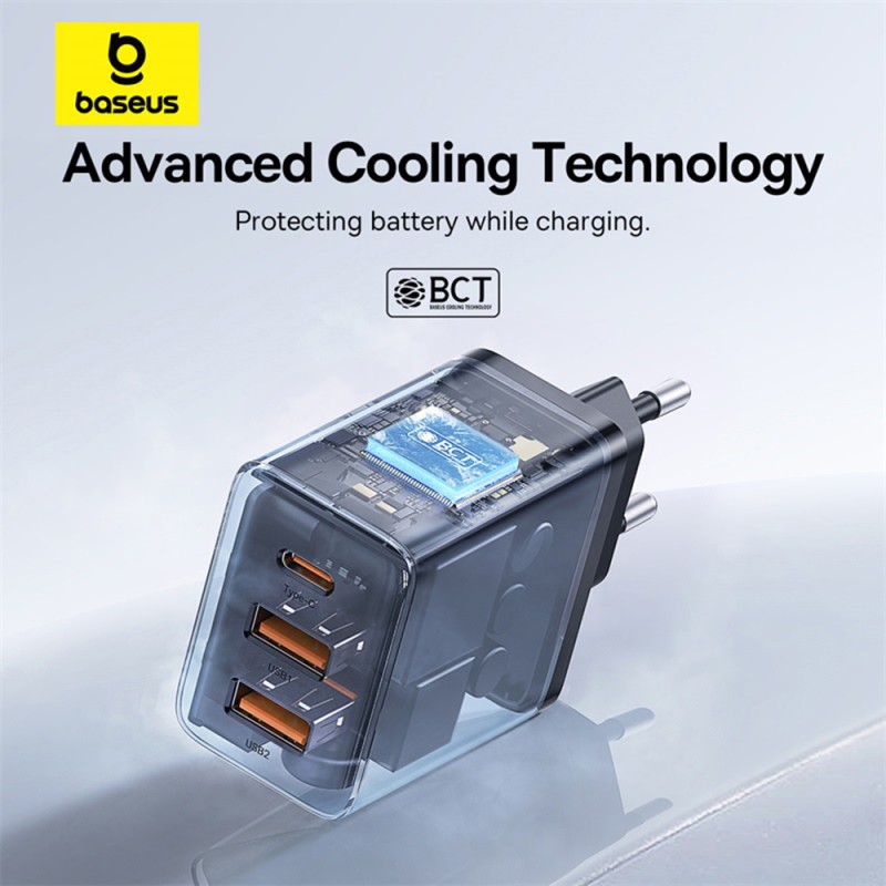 Baseus Charger Wall 30W 2xUSB-A 1xUSB-C Cube EU Black - Characteristics — Buy in Cyprus with Fast Delivery