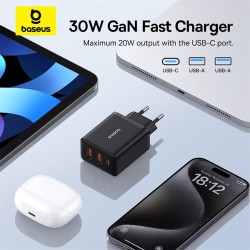 Baseus Charger Wall 30W 2xUSB-A 1xUSB-C Cube EU Black - Characteristics — Buy in Cyprus with Fast Delivery