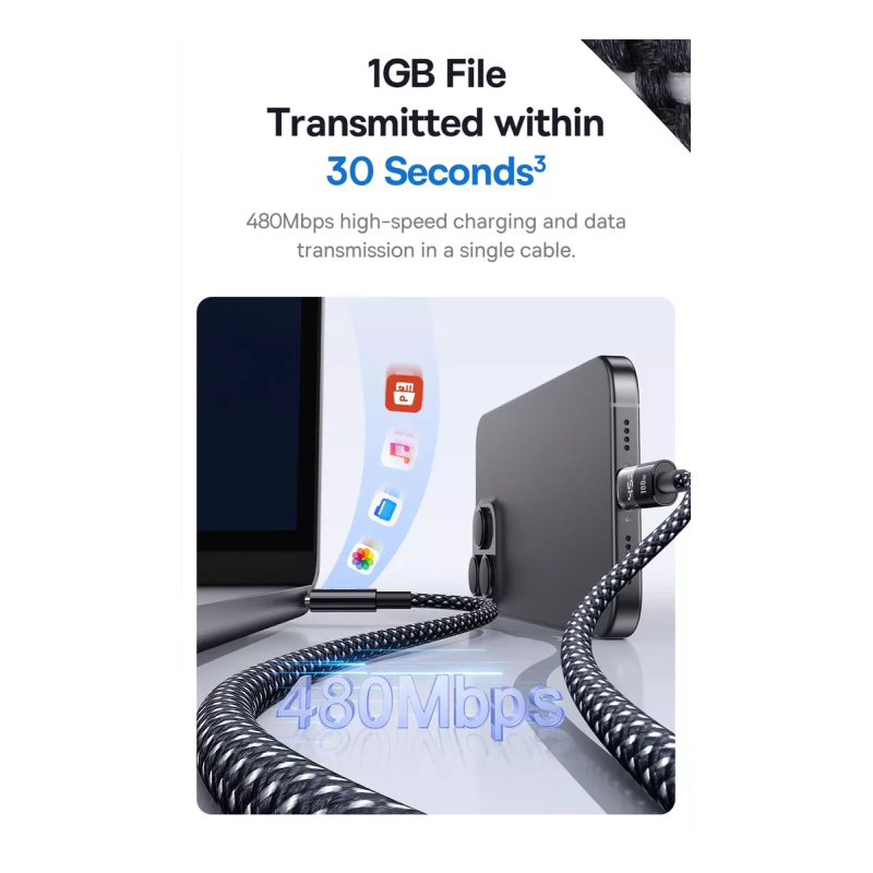 Baseus Cable USB-C to USB-C - Display 2 Series Braided 100W 2.0m Black — Buy in Cyprus with Fast Delivery