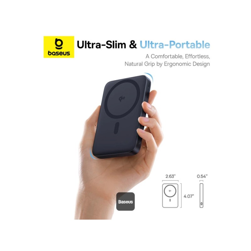 Baseus Powerbank - PicoGo - Wireless 20W 5000mAh 15W Qi2+Stand — Buy in Cyprus with Fast Delivery