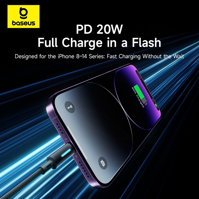 Baseus Cable Lightning to USB-C Lit Button Series - 20W 1m Cosmic Black — Buy in Cyprus with Fast Delivery