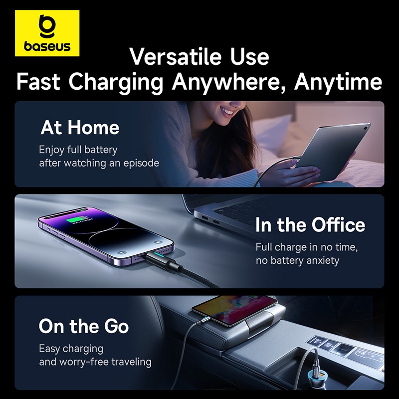 Baseus Cable Lightning to USB-C Lit Button Series - 20W 1m Cosmic Black — Buy in Cyprus with Fast Delivery