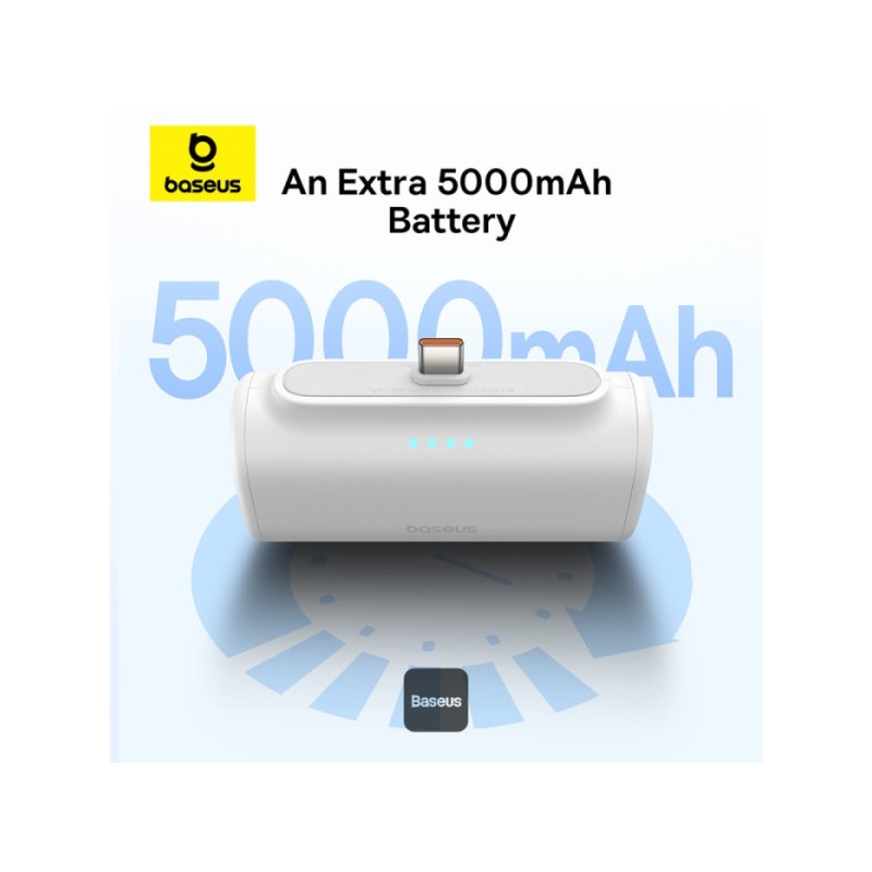 Baseus Powerbank 20W 5000mAh Plug-In Lightning White - 20W, 5000mAh, Plug-In Lightning, White