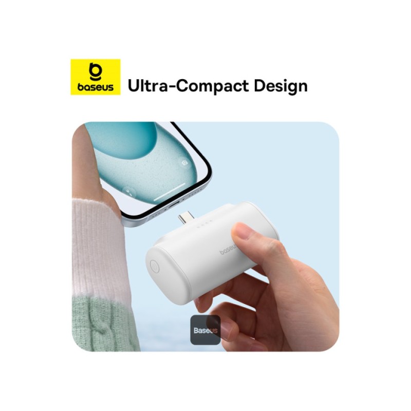 Baseus Powerbank 20W 5000mAh Plug-In Lightning White - 20W, 5000mAh, Plug-In Lightning, White