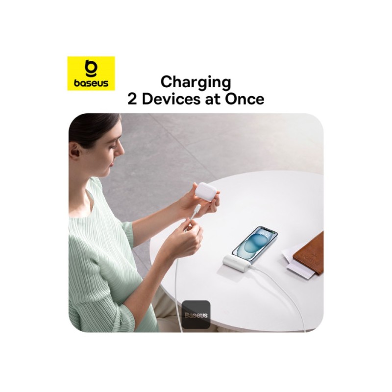 Baseus Powerbank 20W 5000mAh Plug-In Lightning White - 20W, 5000mAh, Plug-In Lightning, White