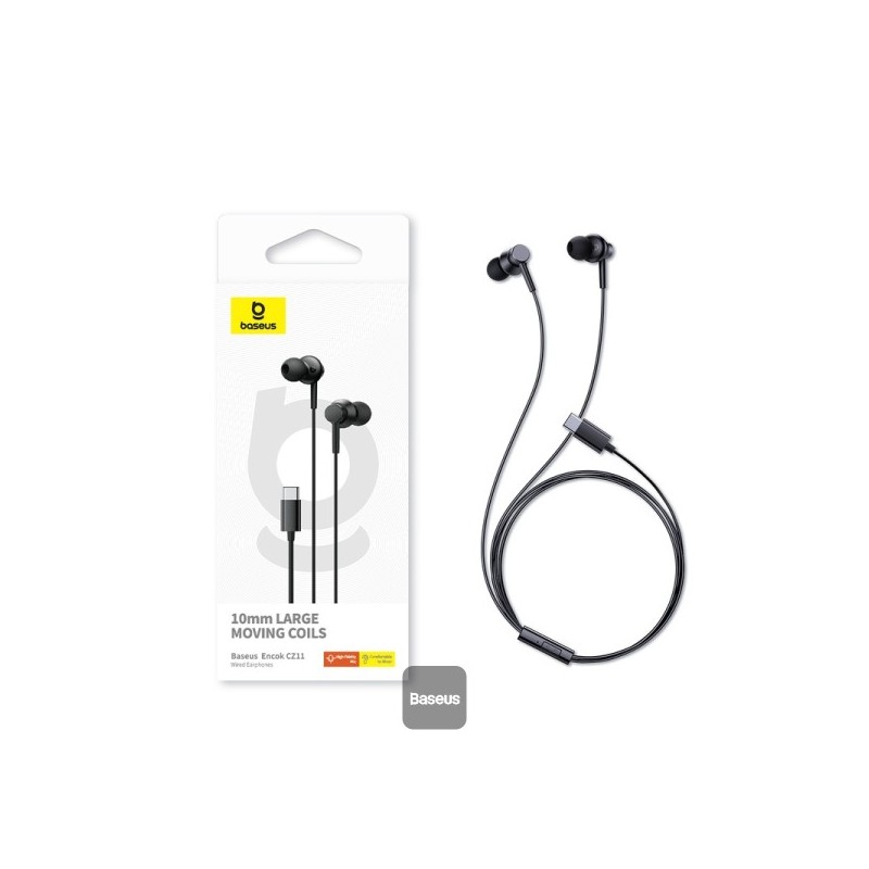 Baseus Earphones Encok - CZ11 - Wired Type-C Black — Buy in Cyprus with Fast Delivery