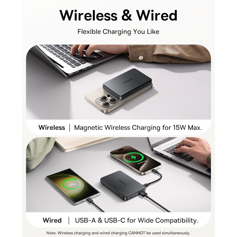 Baseus Powerbank Wireless - 22.5W 10000mAh 15W Qi2 Airpow Black — Buy in Cyprus with Fast Delivery
