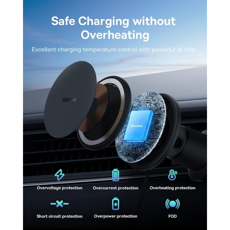 Baseus Wireless AirVent Magnetic Car Charger 15W+25W USB-C - CW01 - Baseus Wireless AirVent Magnetic Car Charger 15W+25W USB-C