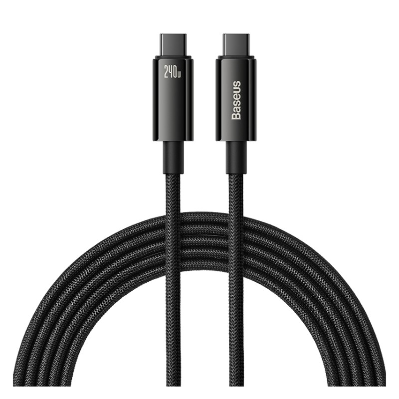 Baseus Cable USB-C to USB-C - Tungsten Gold, 240W, 3.0m, Black — Buy in Cyprus with Fast Delivery