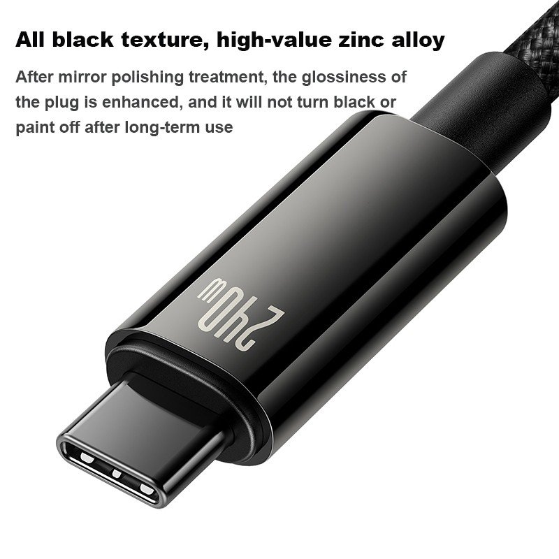 Baseus Cable USB-C to USB-C - Tungsten Gold, 240W, 3.0m, Black — Buy in Cyprus with Fast Delivery