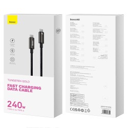 Baseus Cable USB-C to USB-C - Tungsten Gold, 240W, 3.0m, Black — Buy in Cyprus with Fast Delivery