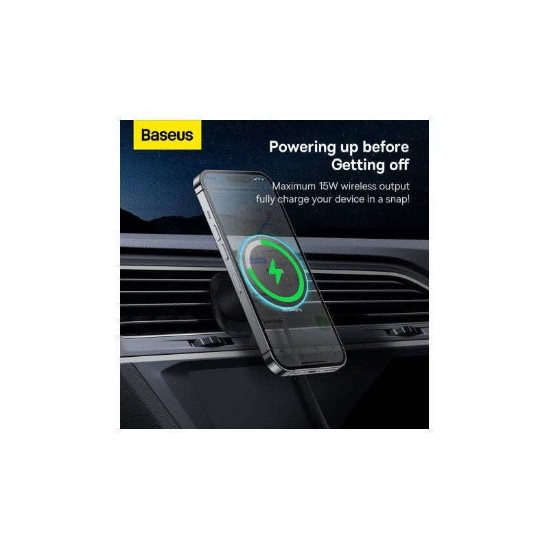 Baseus Wireless AirVent Magnetic Car Charger 15W Black - CW01 - Wireless AirVent Magnetic Car Charger 15W Black