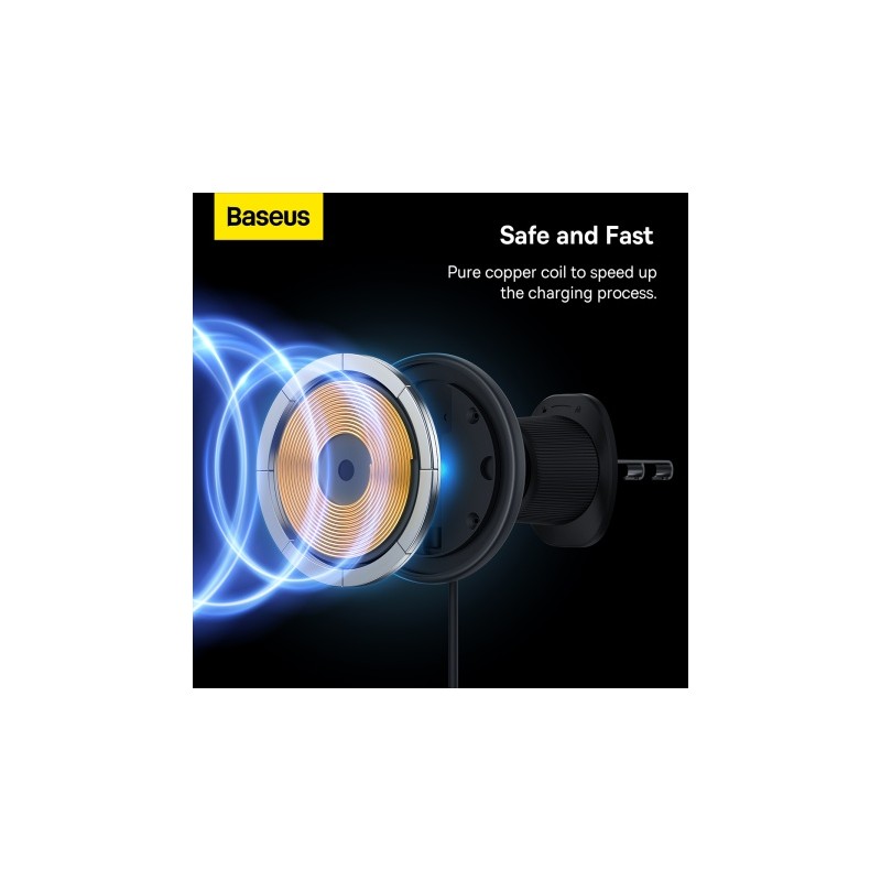 Baseus Wireless AirVent Magnetic Car Charger 15W Black - CW01 - Wireless AirVent Magnetic Car Charger 15W Black