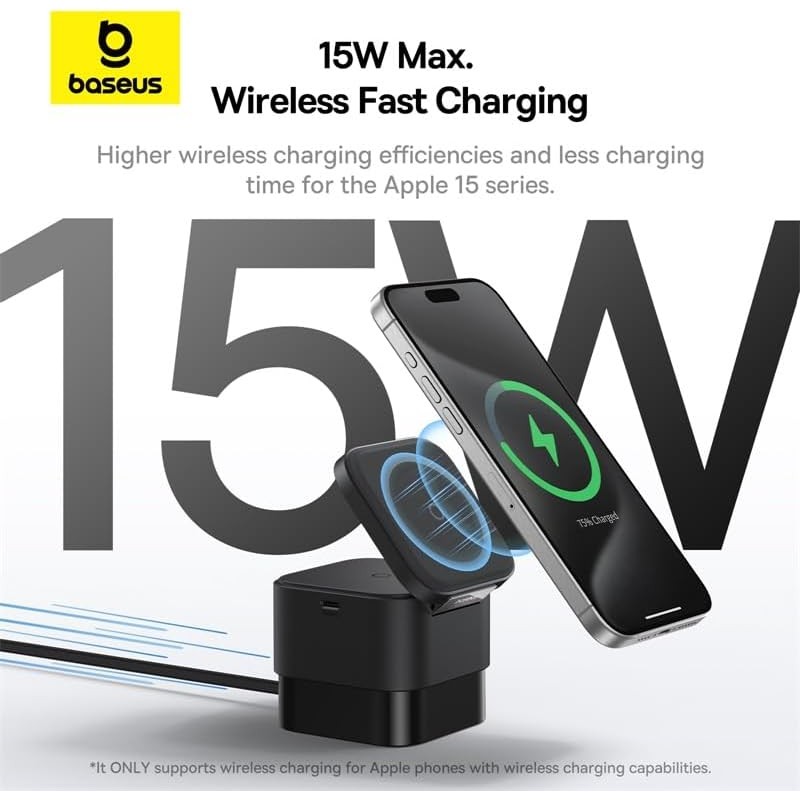 Baseus Charger - Desktop, Wireless, 25W, MagPro, 2-in-1, Black — Buy in Cyprus with Fast Delivery