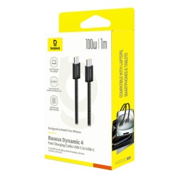 Baseus Cable USB-C to USB-C - Dynamic 4 Series Braided 100W 1.0m Black — Buy in Cyprus with Fast Delivery