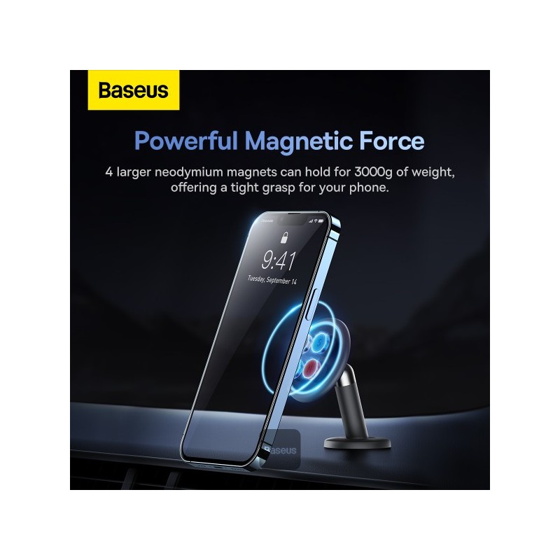 Baseus Car Dashboard Magnetic Stick-On Phone Mount Black - C01 - Black — Buy in Cyprus with Fast Delivery