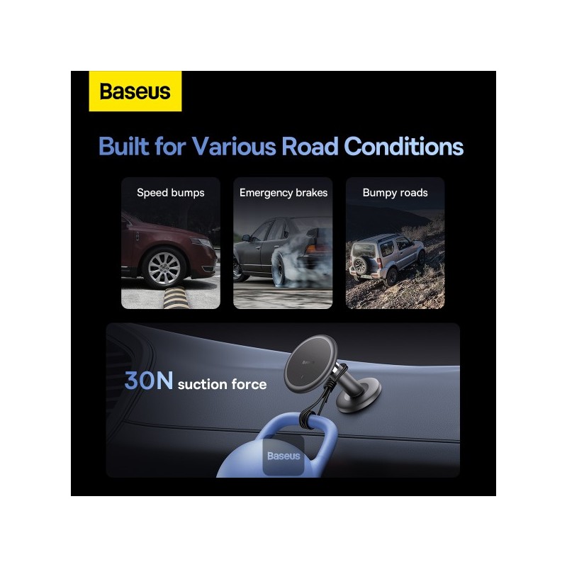 Baseus Car Dashboard Magnetic Stick-On Phone Mount Black - C01 - Black — Buy in Cyprus with Fast Delivery