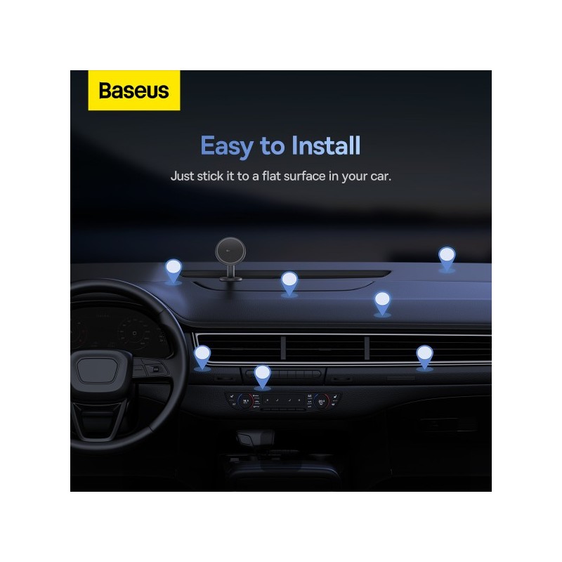 Baseus Car Dashboard Magnetic Stick-On Phone Mount Black - C01 - Black — Buy in Cyprus with Fast Delivery