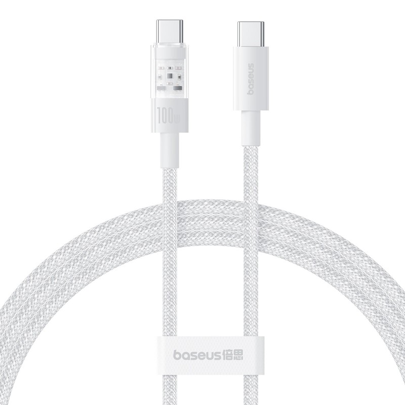 Baseus Cable USB-C to USB-C Gem Series - 100W 1.0m White — Buy in Cyprus with Fast Delivery