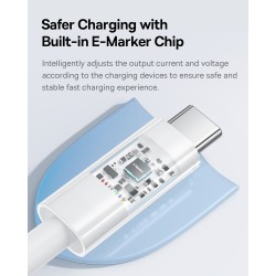 Baseus Cable USB-C to USB-C Gem Series - 100W 1.0m White — Buy in Cyprus with Fast Delivery