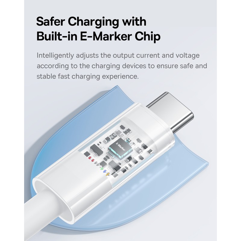 Baseus Cable USB-C to USB-C Gem Series - 100W 1.0m White — Buy in Cyprus with Fast Delivery