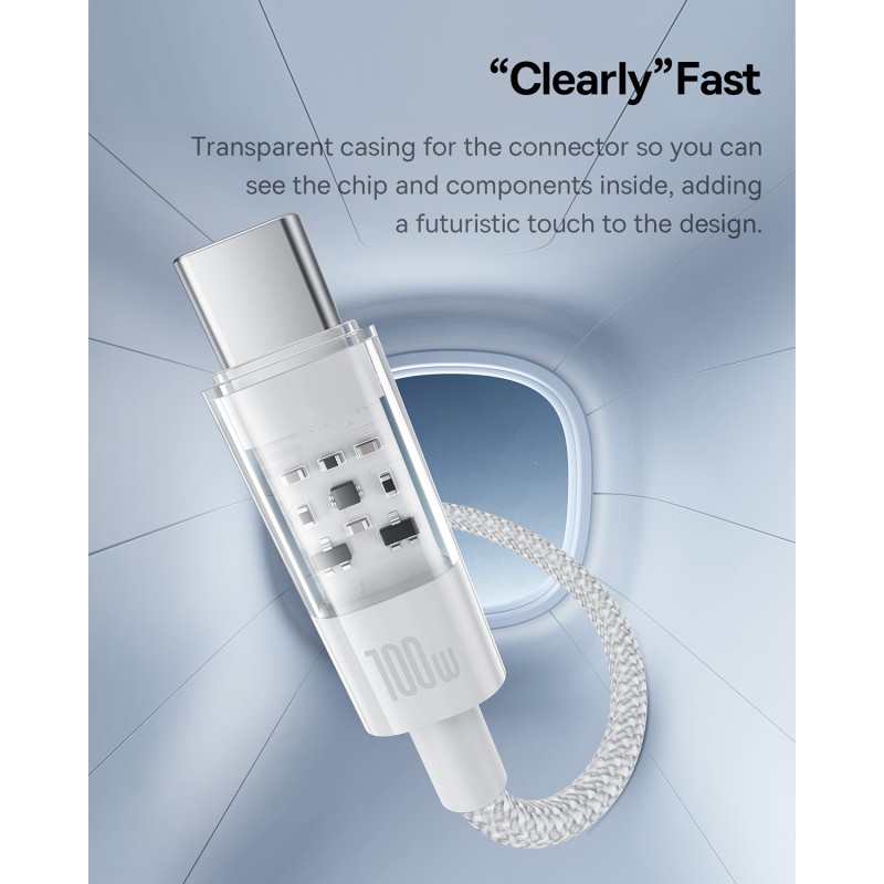 Baseus Cable USB-C to USB-C Gem Series - 100W 1.0m White — Buy in Cyprus with Fast Delivery