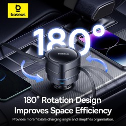 Baseus Car Charger 60W Enjoyment with Retractable Cables (C+C) Black - 60W, Retractable Cables, Black