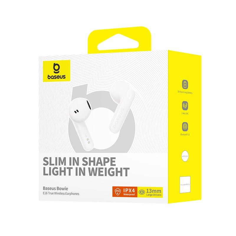 Baseus Headphones - E16 - In Ear TWS Plastic Bowie White — Buy in Cyprus with Fast Delivery