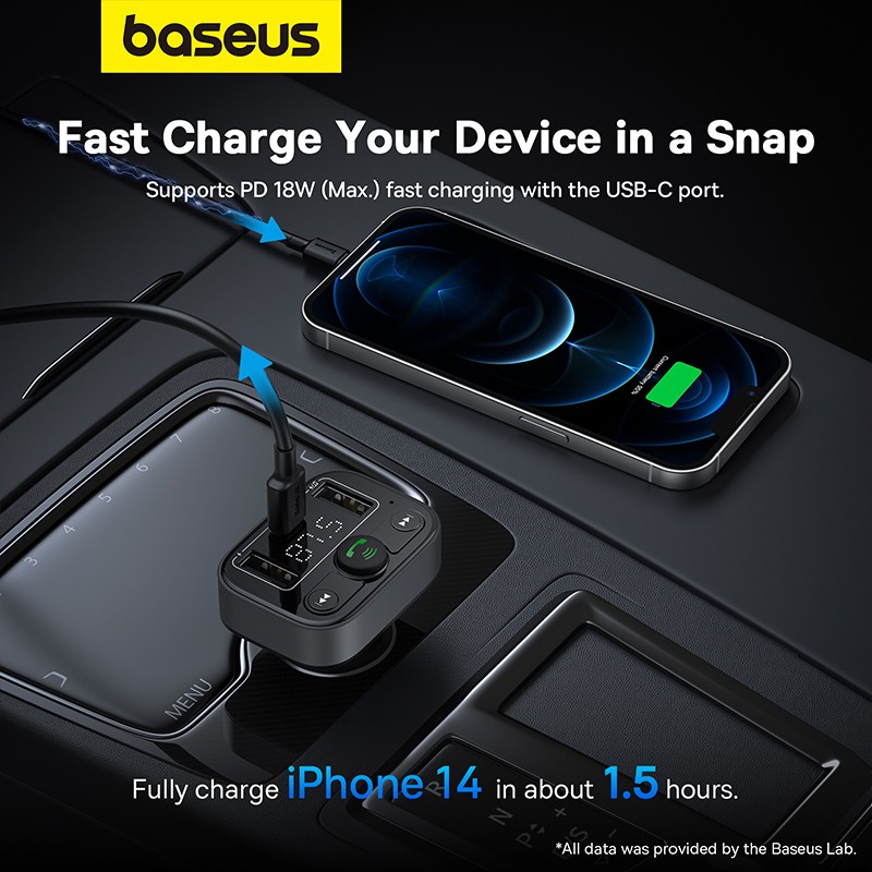 Baseus Car FM Transmitter-Charger USB BT SD 18W - S09 Lite - Car FM Transmitter-Charger USB BT SD 18W