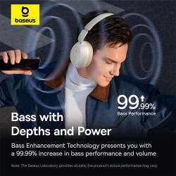 Baseus Headphones Over Ear Bass 35 Max White - Over Ear, White — Buy in Cyprus with Fast Delivery