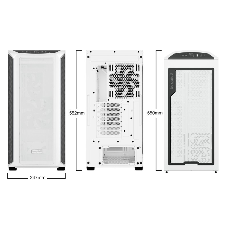 be quiet! Shadow Base 800 DX - Mid Tower - White, Tempered Glass, RGB Front, E-ATX/ATX Support