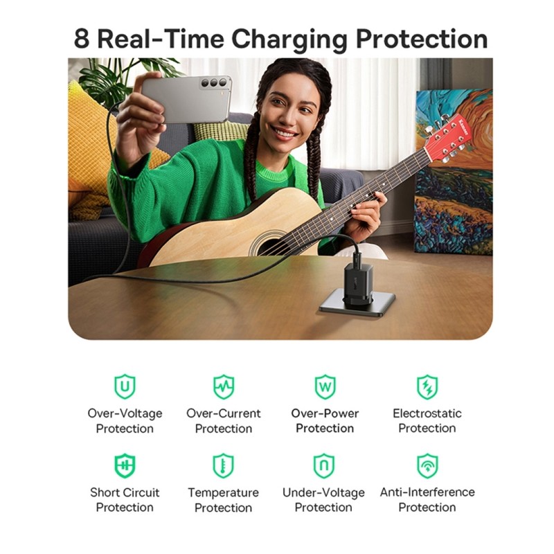 Baseus Charger Wall 25W USB-C - GAN5 Mini - EU Black — Buy in Cyprus with Fast Delivery