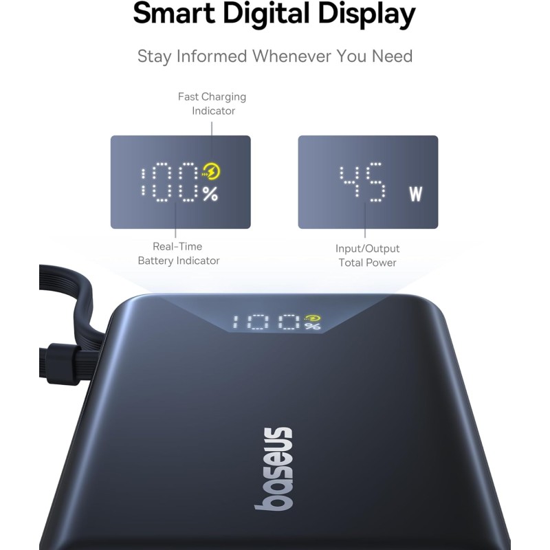 Baseus Powerbank 45W 10000mAh + Display PicoGo Black - 45W 10000mAh + Display — Buy in Cyprus with Fast Delivery