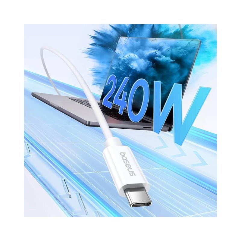 Baseus Cable USB-C to USB-C Superior Series 2 USB4 240W 1m White - USB-C to USB-C, Superior Series 2, USB4, 240W, 1m, White