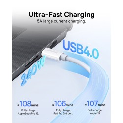 Baseus Cable USB-C to USB-C Superior Series 2 USB4 240W 1m White - USB-C to USB-C, Superior Series 2, USB4, 240W, 1m, White
