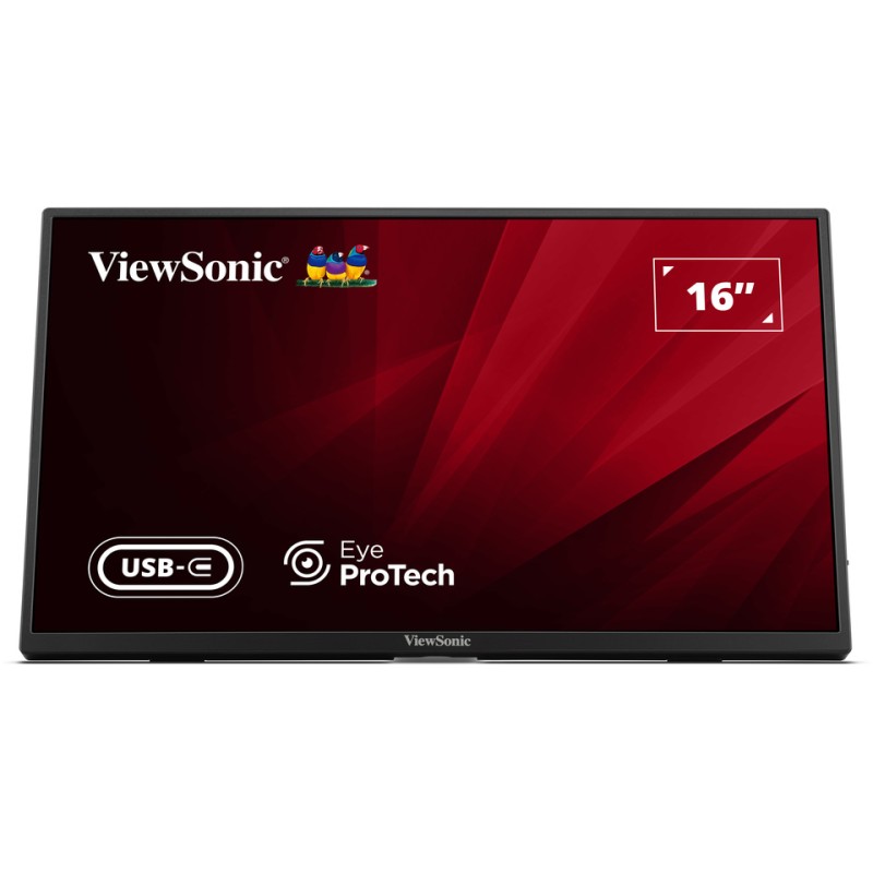 Viewsonic Monitor - VA1650 - Portable 16' Full-HD with USB-C HDMI, PD, Foldable Stand & Protective Sleeve