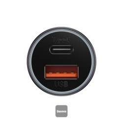 Baseus Golden Contactor Max Car Charger - U+C 60W Dark Gray — Buy in Cyprus with Fast Delivery