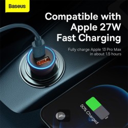 Baseus Golden Contactor Max Car Charger - U+C 60W Dark Gray — Buy in Cyprus with Fast Delivery