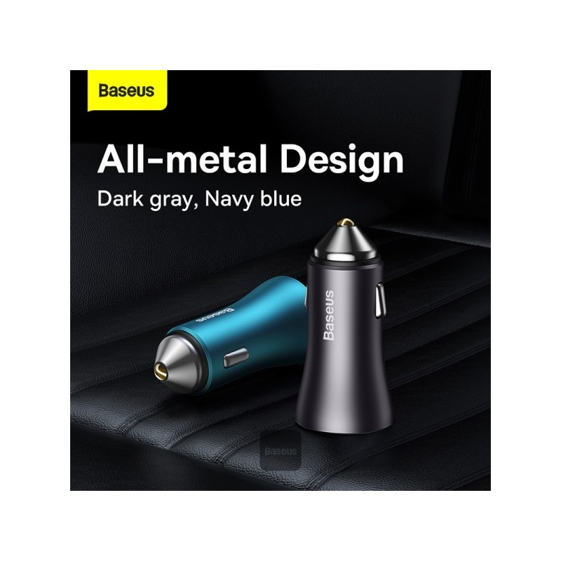Baseus Golden Contactor Max Car Charger - U+C 60W Dark Gray — Buy in Cyprus with Fast Delivery