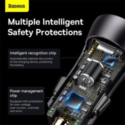 Baseus Golden Contactor Max Car Charger - U+C 60W Dark Gray — Buy in Cyprus with Fast Delivery