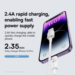 Baseus Cable Lightning to USB-A Gem Series - 2m Moon White — Buy in Cyprus with Fast Delivery