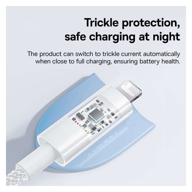 Baseus Cable Lightning to USB-A Gem Series - 2m Moon White — Buy in Cyprus with Fast Delivery