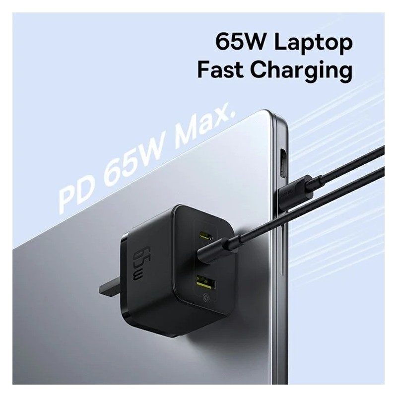 Baseus Charger Wall - 65W 2C+U PALM Series UK Black — Buy in Cyprus with Fast Delivery