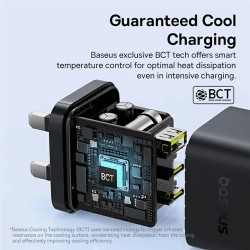 Baseus Charger Wall - 65W 2C+U PALM Series UK Black — Buy in Cyprus with Fast Delivery