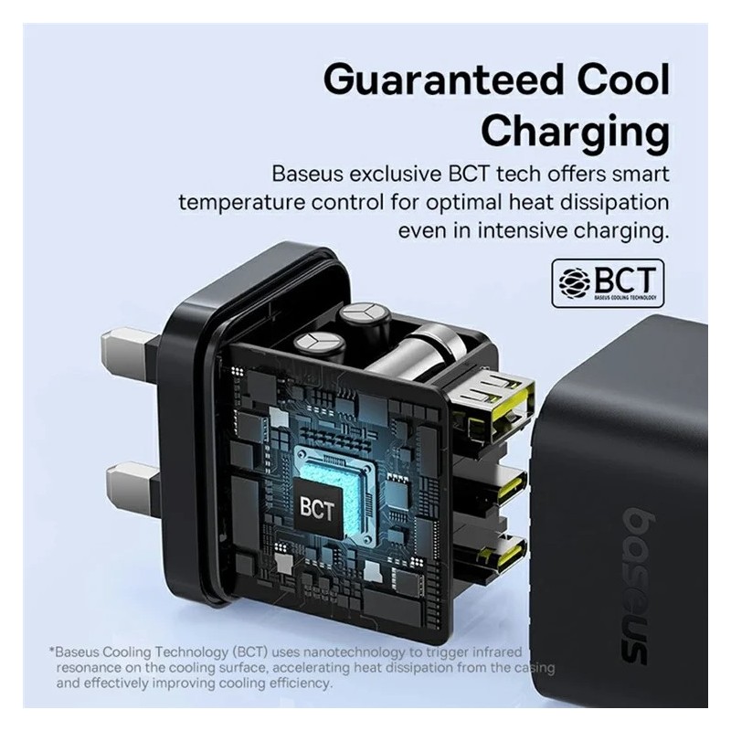 Baseus Charger Wall - 65W 2C+U PALM Series UK Black — Buy in Cyprus with Fast Delivery